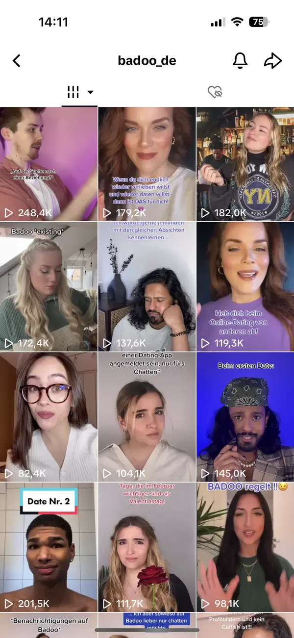 Badoo — Crecimiento en TikTok para app de citas, visual de campaña